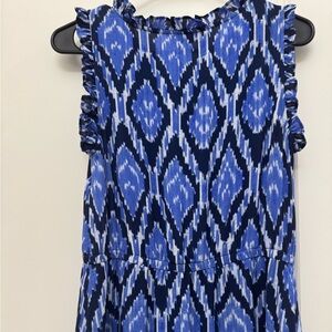 Talbots Blue and White Patterned Sleeveless Blouse